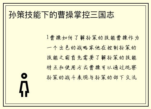 孙策技能下的曹操掌控三国志